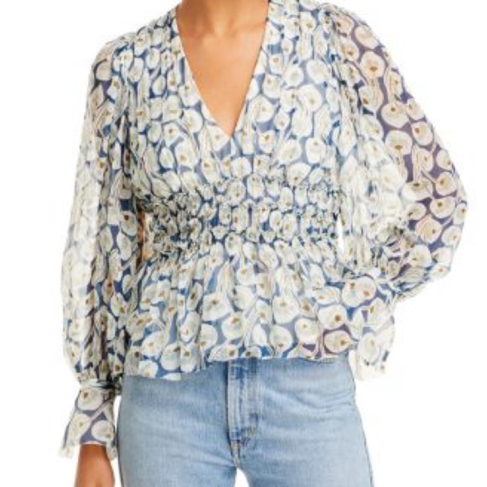 Rebecca Taylor silk Deco Fleur blouse size 4